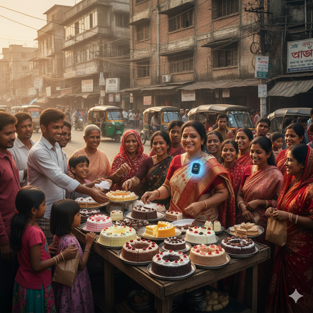 a women selling cake at agargaon cake potti a women selling cake at agargaon cake potti